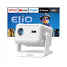 Projetor Smart Mini VOPLLS Branco 4K WiFi Bluetooth Auto Foco T6 120V.