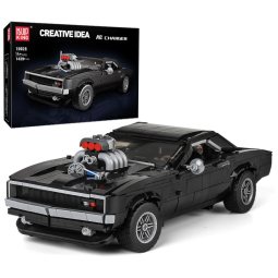 Kit de Construção Carro CHARGER com 1439 Peças para Crianças e Adultos, Mould King 10028, Preto