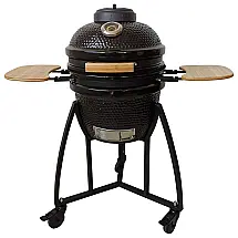 Churrasqueira a Carvão Portátil com Tampa e Termostato, LIFESMART GLOBAL Lifesmart Parent Kamado, Preto