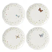 Conjunto de Pratos para Jantar com 4 Peças, Formato Ondulado Redondo, Material de Porcelana e Tema de Borboleta, LENOX 894542, Colorido