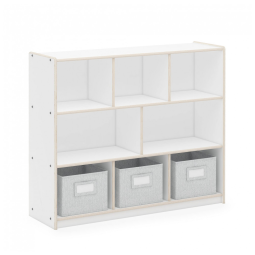 Estante baixa Guidecraft EdQ 3-Shelf 8-Compartment Storage 36" Branca com 3 prateleiras e 8 nichos 107cm