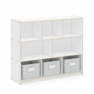 Estante baixa Guidecraft EdQ 3-Shelf 8-Compartment Storage 36" Branca com 3 prateleiras e 8 nichos 107cm