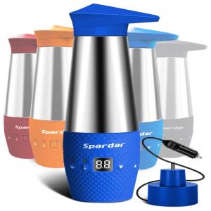 Chaleira Elétrica Temperatura no Visor LCD 12v Anti Derramamento e Vazamento 348ml Azul