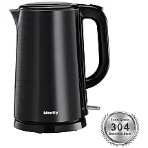 Chaleira Elétrica 1.7L em Aço Inoxidável com Desligamento Automático, 110V 1500W, Mecity, Preta
