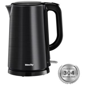 Chaleira Elétrica 1.7L em Aço Inoxidável com Desligamento Automático, 110V 1500W, Mecity, Preta