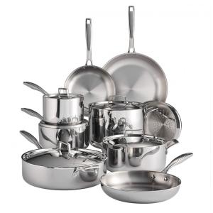 Conjunto de Panelas e Frigideiras de Aço Inoxidável, 14 Peças, TRAMONTINA 80116, 045DS, Prateado