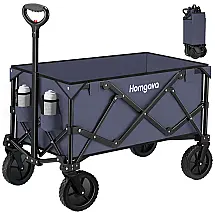 Carrinho Dobrável para Camping e Jardim com Rodas para todos os Terrenos, Capacidade 90kg, Homgava, Cinza