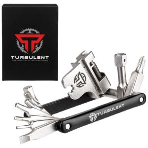 Kit de Reparo Emergencial de Bicicleta e Bolsa de Transporte, 17 Funções, TURBULENT, Preto