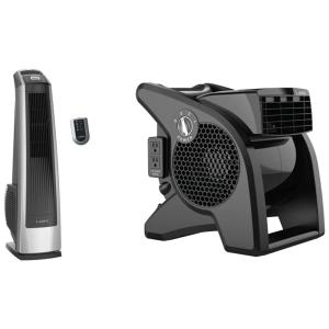 Kit de Ventilador de Torre U35115 e Ventilador de Piso U15617, 110V, Lasko, Preto e Cinza