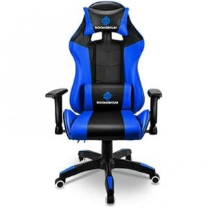 Boomersun Cadeira Gamer Ergonômica Ajustável com Apoio para a Lombar, Azul e Preta