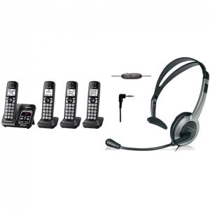 PANASONIC Telefone sem Fio c, linha expansível e fone de ouvido c, microfone, 4 unidades, preto