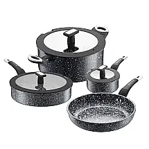 Conjunto de Panelas Antiaderente Revestida de Cerâmica, 7 Peças, WAXONWARE, Preto