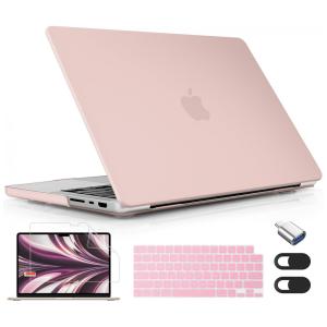 Lepeoac Capa Rígida para MacBook Pro 16" 2021-2024, com Protetor de Tela e Capa de Teclado, Rosa Fosco Chalk