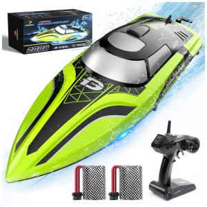 Lancha de Controle Remoto para Adultos Até 32 km por hora, Recarregável, DEERC, Verde