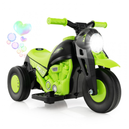 Moto Elétrica Triciclo Infantil com Bolhas de Sabão, Música e Farol LED, 6V, Costzon, Verde
