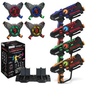 Pistola de Brinquedo a Laser com Colete Recarregável que Exibe a Pontuação para Crianças a Partir de 8 Anos, ARMOGEAR, Azul