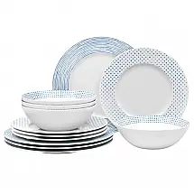 Aparelho de Jantar Noritake Blue Hammock 12 Peças Porcelana Serviço para 4 Azul