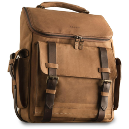 Mochila de Couro para Laptop Vintage Atemporal, VELEZ, Marrom