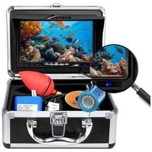 Anysun Câmera de Pesca Subaquática Portátil à Prova dÁgua com Monitor e Luzes Infravermelhas, Cabo 15 M