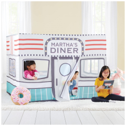 Barraca infantil Martha Stewart Kids’ Diner Play Tent com tema de lanchonete para brincadeiras de faz de conta em ambientes internos