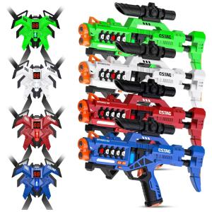 Pistola Infantil com Laser Infravermelho e Colete Recarregáveis para 4 Jogadores, Idade de 8 a 12 Anos, Hot Bee
