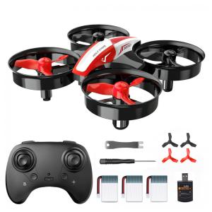 Mini Drone para Crianças e Iniciantes com Pairar Automático, Giros 360º, Pouso Automático e 3 Baterias, Holy Stone HS210, Vermelho