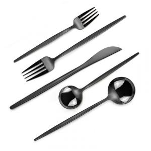 Jogo de Talheres Espelho Preto, Conjunto de Talheres 40 peças p/ 8 pessoas, Talheres Polidos c/ Brilho, Utensílios de Cozinha