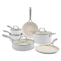 Conjunto de Panelas e Frigideiras Antiaderentes 10 Peças, Branca, DENMARK TOOLS FOR COOKS, Branco