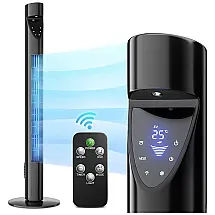 Ventilador de Torre Oscilante e Silencioso com 3 Velocidades, Controle Remoto e Temporizador de 12H, 110V, Mollie, Preto
