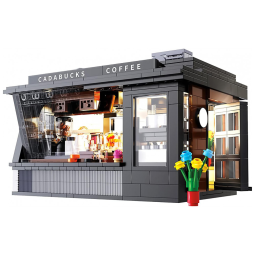 Kit de Construção Arquitetura de Café Moderno, 768 Peças, NEWRICE C66005W, Cinza