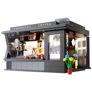 Kit de Construção Arquitetura de Café Moderno, 768 Peças, NEWRICE C66005W, Cinza