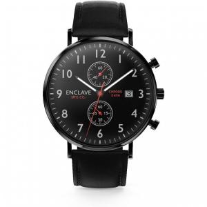 Enclave Relógio Masculino de Quartzo, com Pulseira de Couro, Preto