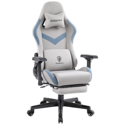 Cadeira Gamer Reclinável e Giratória com Apoio Lombar e Cabeça, DOWINX, Cinza