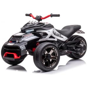 Moto Elétrica Triciclo Infantil com 2 Velocidades, Luzes LED, Bluetooth e MP3, 24V, LUIBAS, Preta