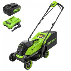 Cortador de Grama sem Fio Greenworks 24V 13" Brushless Push, com Bateria de 4.0Ah e Carregador