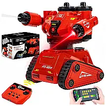 Robô Bombeiro Interativo Programável com Sirene e Esguicho de Água para Crianças Acima de 6 Anos, MARSTONE 812, Vermelho