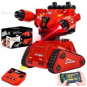 Robô Bombeiro Interativo Programável com Sirene e Esguicho de Água para Crianças Acima de 6 Anos, MARSTONE 812, Vermelho