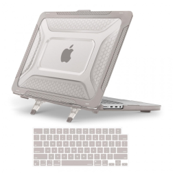 MOSISO Capa Rígida Honeycomb para MacBook Pro 16" 2021-2025 M1/M2/M3/M4 Pro/Max com Suporte Dobrável e Capa de Teclado, Caqui