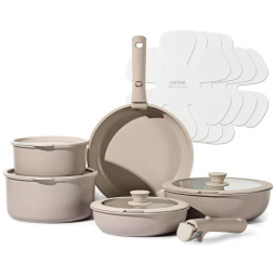Conjunto de Panelas e Frigideiras Antiaderentes com 15 Peças e Alça Removível, Carote