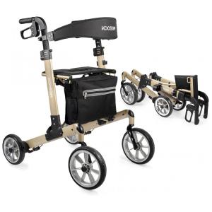 Andador Adulto Idoso Koosom com Freios e Assento, Suporta até 136 Quilos, Dourado