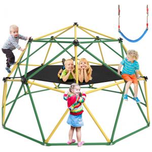 Cúpula de Escalada GIKPAL 3 Metros com Rede para Crianças, Estrutura Resistente em Aço Galvanizado, Anti-Ferrugem, Amarelo e Verde