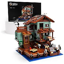 Kit de Construção Casa de Madeira Fishermans Wharf com 2100 Peças, Nifeliz, Marrom