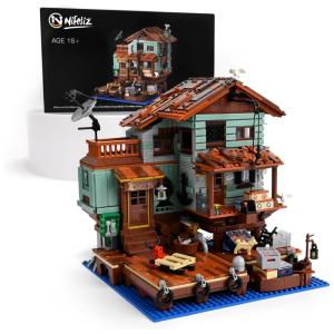 Kit de Construção Casa de Madeira Fishermans Wharf com 2100 Peças, Nifeliz, Marrom