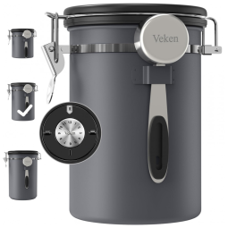 Pote Hermético para Café 650 mL com Colher Medidora, VEKEN Coffee Canister ,, Preto