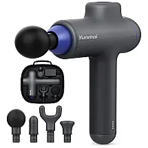 Massageador Pistola Elétrico Profissional Sem Fio 4 Acessórios, YUNMAI, Preto