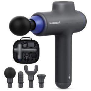 Massageador Pistola Elétrico Profissional Sem Fio 4 Acessórios, YUNMAI, Preto