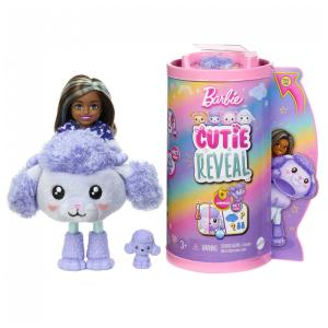 Boneca Barbie Chelsea Cutie Revelação Roupa de Pelúcia Poodle com 6 Surpresas, Roxa