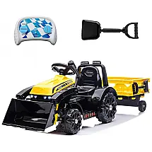 Trator Elétrico Infantil 3 em 1 com Controle Remoto e Reboque, AVRCECI, Amarelo