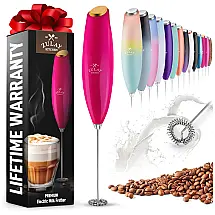 Espumador de Leite Elétrico Portátil para Café com Motor de Titânio e Alça Ergonômica, Rosa