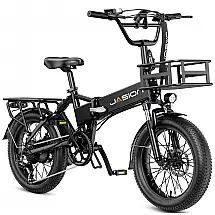 Bicicleta Elétrica Dobrável Jasion EB7 Preta Carbono, Pneus 20x7,6 cm, Motor 1200W, Bateria 48V 10Ah, 7 Marchas, Suspensão Dupla